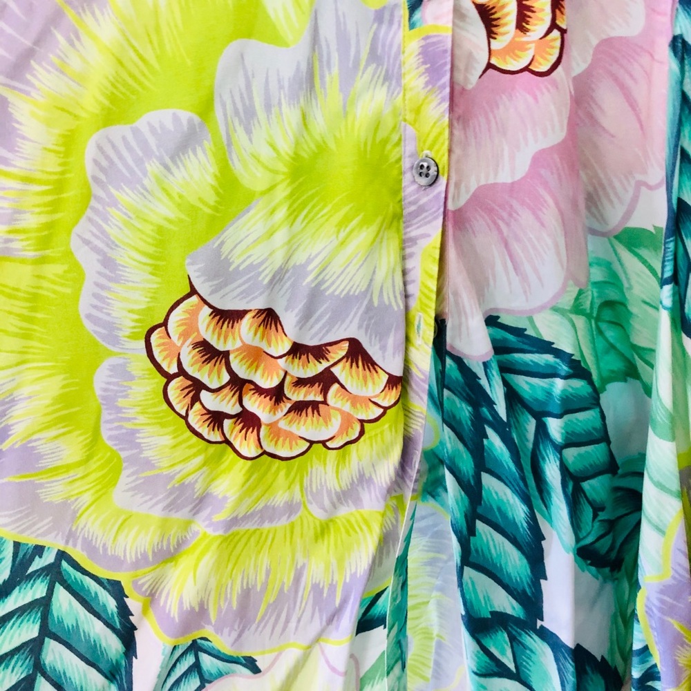 Mara Hoffman Tropical Pastel Print Blouse Top, Cold Shoulder sz. XS - Picture 5 of 7